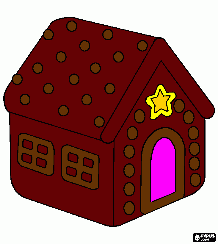gratis malvorlagen Ein  Lebkuchenhaus  für  Weihnachten