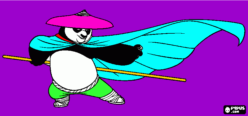 gratis malvorlagen Po  der  Panda  mit  Hut  Stock