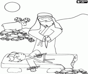 malvorlagen Abraham das Opfer seines Sohnes Isaak und der Widder, die das Leben gerettet, seinen Erstgeborenen ausmalbilder