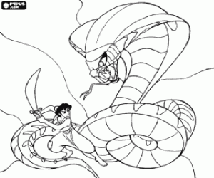 malvorlagen Aladdin im kampf mit seinem schwert gegen eine gro�e schlange ausmalbilder