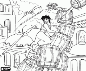 malvorlagen Aladdin und Abu flucht verfolgung der soldaten ausmalbilder