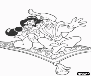 malvorlagen Aladdin und Jasmin in der liebe auf dem fliegenden teppich ausmalbilder