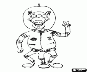 malvorlagen Alien oder extraterrestrische mit drei augen und drei beinen mit einem astronauten-anzug ausmalbilder