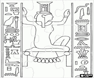 malvorlagen Altes �gypten puzzle - �gyptischen stein graviert mit der darstellung einer g�ttin mit aufschriften oder hieroglyphen ausmalbilder