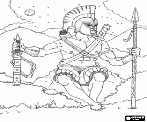 malvorlagen Ares, der Gott des Krieges bef�rchtet. Eine starke und brutale Krieger, der Lust hat in Gewalt ausmalbilder