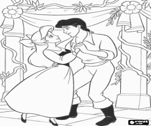 malvorlagen Ariel, die kleine meerjungfrau, tanz mit ihrem freund prinz Eric ausmalbilder