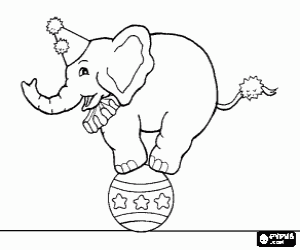 malvorlagen Ausgebildeter elefanten und gekleidet in einem zirkus zu fu� auf einem ball ausmalbilder
