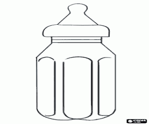 malvorlagen Babyflasche, Beh�lter mit einer Brustwarze oder Zitze, dass zur F�rderung von Fl�ssigkeiten um Babys geben wird ausmalbilder