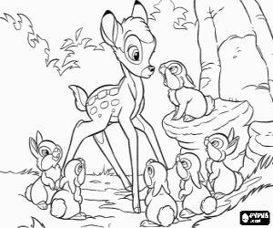 malvorlagen Bambi im gespr�ch mit Klopfer ihren geschwistern in den wald ausmalbilder