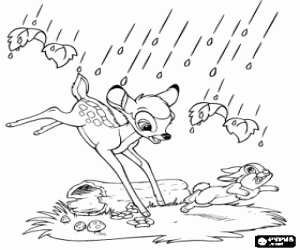 malvorlagen Bambi und Klopfer lief f�r den schutz vor regen ausmalbilder