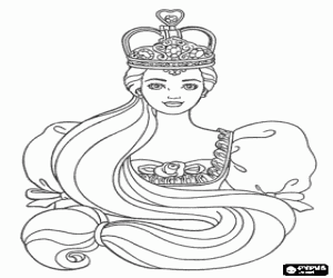 malvorlagen Barbie mit einem sch�nen Krone K�nigin oder Prinzessin  ausmalbilder