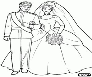 malvorlagen Barbie und Ken am Tag ihrer Hochzeit mit Brautkleider ausmalbilder