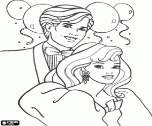 malvorlagen Barbie und Ken gl�cklich und sehr elegant  in der feier der Silvesternacht  ausmalbilder