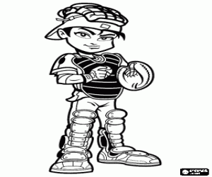 malvorlagen Baseball-Spieler, Catcher oder Empf�nger ausger�stet mit Helm und Schutz ausmalbilder