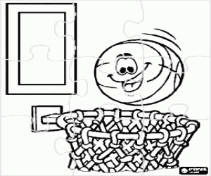 malvorlagen Basketball Puzzle - Basketball Netz und Ball, der die Reifen ausmalbilder