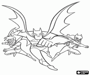 malvorlagen Batman entlang mit Batwoman und Robin ausmalbilder