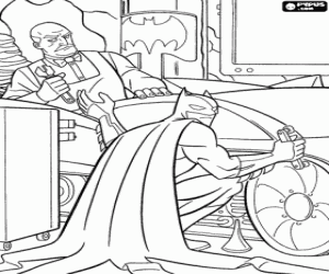 malvorlagen Batman und seine Diener, die im Batmobil ausmalbilder