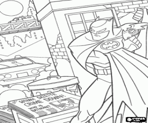 malvorlagen Batman versteckt sich vor der Polizei, ist sein Portr�t auf der Titelseite von Zeitungen ausmalbilder