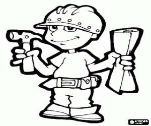 malvorlagen Bauarbeiter mit Helm und Hammer ausmalbilder