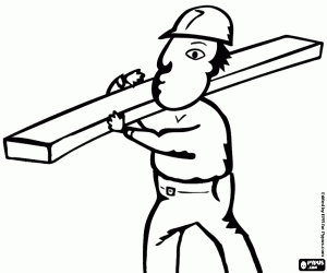 malvorlagen Bauarbeiter tragen ein Holzbrett auf die Schulter ausmalbilder