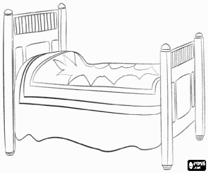 malvorlagen Bett mit tagesdecke und mit decorativ kopf und fu�  ausmalbilder
