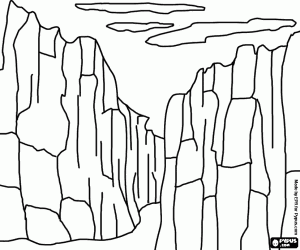 malvorlagen Blick von einer felsigen schlucht mit steilen senkrechten w�nden ausmalbilder