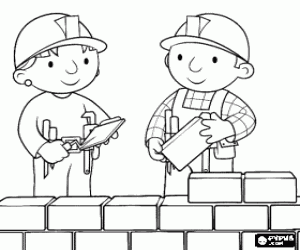 malvorlagen Bob und Wendy arbeiten an der errichtung einer mauer ausmalbilder