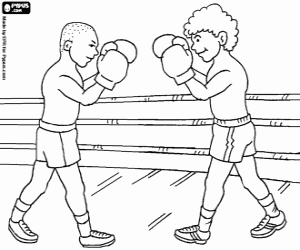 malvorlagen Boxing bek�mpfen, Boxer oder K�mpfer in der Verteidigung Stellung in den Ring ausmalbilder