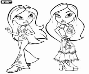 malvorlagen Bratz Zwei M�dchen mit ihren Sommer-Modelle Hippie-Stil ausmalbilder