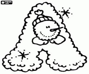malvorlagen Buchstabe A mit einem Schneemann mit Hut ausmalbilder