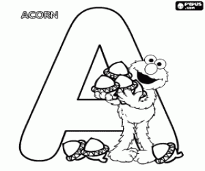 malvorlagen Buchstabe A mit Elmo und Eicheln ausmalbilder