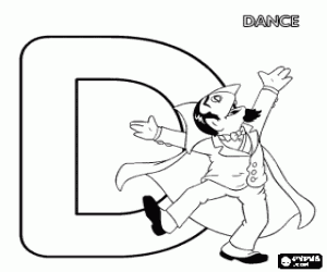 malvorlagen Buchstabe D mit dem Grafen Dracula Tanz ausmalbilder