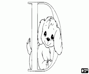 malvorlagen Buchstabe D mit einem kleinen hund ausmalbilder