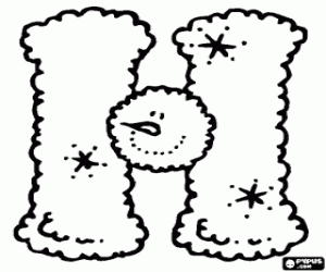 malvorlagen Buchstabe H mit einem Schneemann in der Mitte ausmalbilder