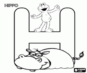 malvorlagen Buchstabe H mit Elmo und ein Nilpferd ausmalbilder