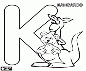malvorlagen Buchstabe K mit einem K�nguru und ein Baby b�r ausmalbilder