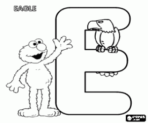 malvorlagen Buchstaben E mit Elmo und ein Adler ausmalbilder