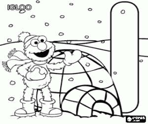 malvorlagen Buchstaben I mit Elmo neben einem Iglu ausmalbilder