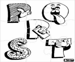 malvorlagen Buchstaben P, Q, R und S mit lustigen zeichnungen puzzle ausmalbilder