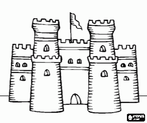malvorlagen Burg mit zwei t�rmen und flagge ausmalbilder