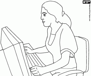 malvorlagen B�roangestellte und Verwaltungsvorschriften, die in vor dem Computer-Bildschirm ausmalbilder