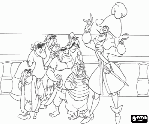 malvorlagen Captain Hook und seine piraten auf dem deck des bootes ausmalbilder