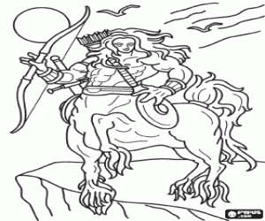malvorlagen Centaur bewaffnet mit b�gen, pfeile und schwert - Werden mit dem menschlichen k�rper und kopf und k�rper des pferdes ausmalbilder