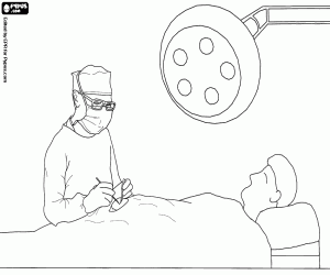 malvorlagen Chirurg bereit f�r den Betrieb auf einem Patienten in den Operationssaal oder OP-Saal ausmalbilder