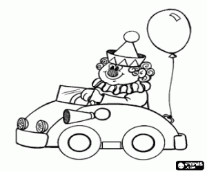 malvorlagen Clown fahren ein kleines Auto in die Leistung des Zirkus ausmalbilder
