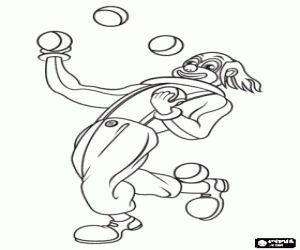 malvorlagen Clown Jongleur mit B�llen spielen ausmalbilder