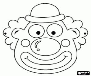 malvorlagen Clown Maske mit kleinen Hut ausmalbilder