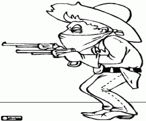 malvorlagen Cowboy banditen oder r�uber die sein gesicht mit einem taschentuch und zwei gewehre zeigen ausmalbilder