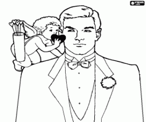 malvorlagen Das elegante Br�utigam h�rt auf den Rat von Cupid vor Beginn der Hochzeit Rede ausmalbilder