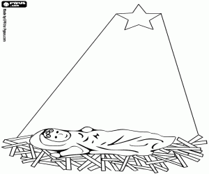 malvorlagen Das Kind Jesus in der krippe unter dem licht der Weihnachten sterne ausmalbilder
